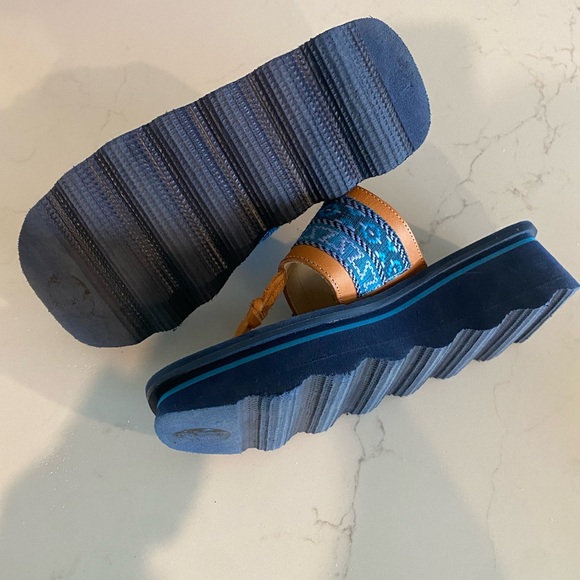 Roxy Sandals with Blue and Tan Accents - Picture 3 of 5